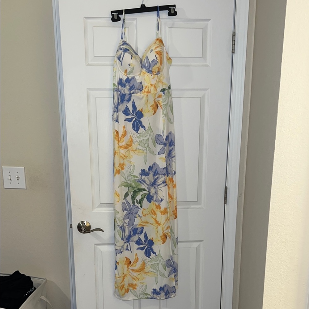Floral Maxi Dress in Blue and Yellow